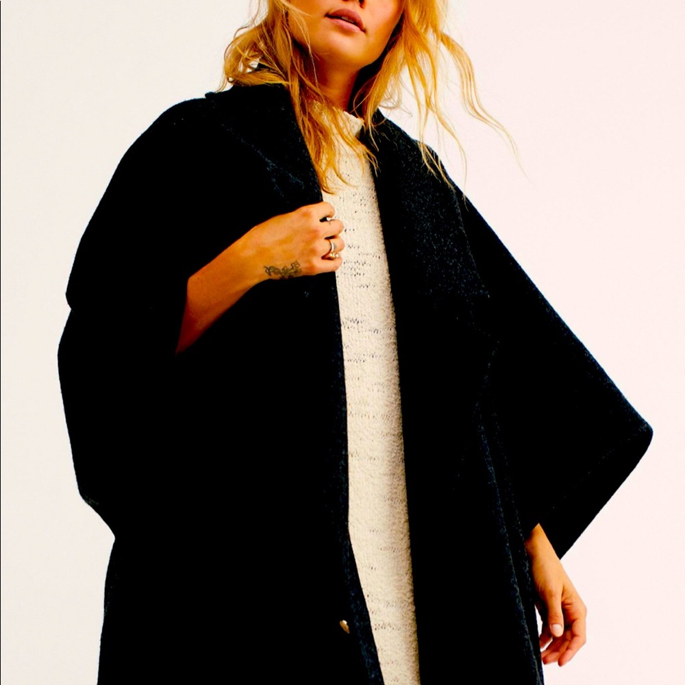 Free People Off Duty Black Oversized Poncho